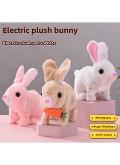 Generic Simulation Electric Plush Rabbit Toy Can Walk Can Call Can Move Ears Small White Rabbit Pet Toy Rabbit Doll-Color:Short-haired Bunny (brown) Nude Outfit  - Image 2