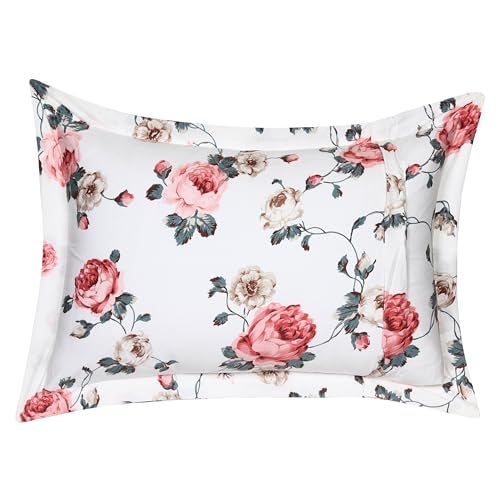 HOUSE FOX Cotton 6 Pcs Zip/Chain Pillow Covers/Cases/Protectors (NOT Pillow) Set of 3 Pair,Size -18x28inch (18 X 28 inch, Red Floral) - Image 3