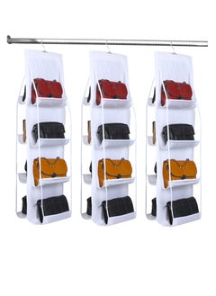 Excefore 3 Pack Hanging Handbag Purse Organizer, Closet Space Saving Organizers, 8 Pockets with Metal Hooks Purse Hanger, Suitable for Closet Foldable Shelf Bag Storage Holder (White)  - Image 1