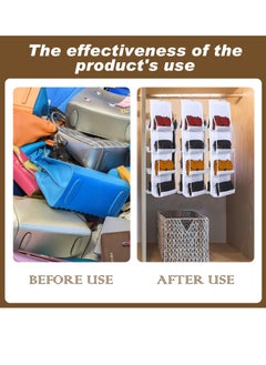 Excefore 3 Pack Hanging Handbag Purse Organizer, Closet Space Saving Organizers, 8 Pockets with Metal Hooks Purse Hanger, Suitable for Closet Foldable Shelf Bag Storage Holder (White)  - Image 2
