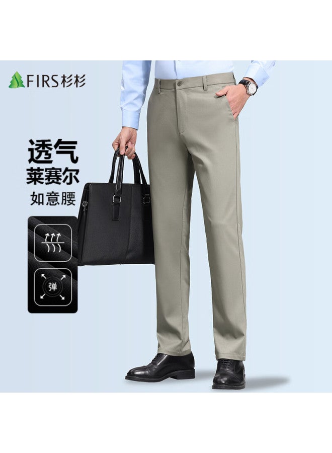 Firs Men'S Casual Pants Spring Summer Ice Silk Slim Fit Business Western Pants Straight Work Pants - Image 3