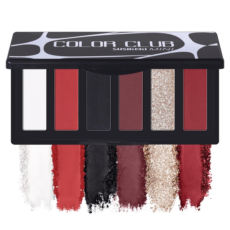 SUSIKEKI Red Eyeshadow Palette with Mirror Sliver Red Black Tones Matte Shimmer 6 Colors Mini Eye Shadow Pallet Travel Size Highly Pigmented for Joker Vampire Clown Goth Halloween Christmas Makeup - Image 1