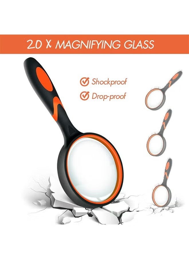 واي جيه عدسة مكبرة محمولة باليد، عدسة مكبرة بقوة 20X، قطعة واحدة 75 ملم، عدسة قراءة مقاومة للكسر للمسنين والأطفال بمقبض مطاطي غير قابل للانزلاق لهوايات القراءة والعلوم (أخضر) - Image 4