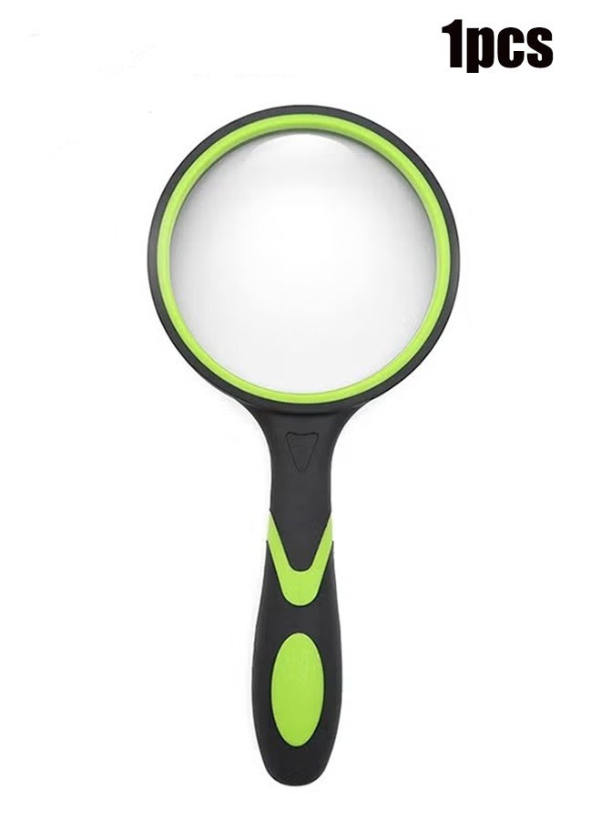 واي جيه عدسة مكبرة محمولة باليد، عدسة مكبرة بقوة 20X، قطعة واحدة 75 ملم، عدسة قراءة مقاومة للكسر للمسنين والأطفال بمقبض مطاطي غير قابل للانزلاق لهوايات القراءة والعلوم (أخضر) - Image 1