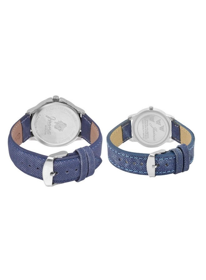 jainx Blue Leather Strap Analog Wrist Watch for Couple - JC439 - Image 4