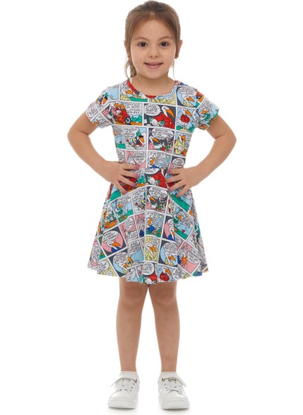 Lovetti Girl's Cartoon Network Pattern Short Sleeve Flared Skirt Dress  - Image 1