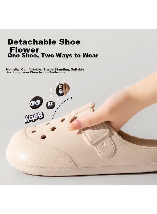 Yuzhaolin Women's Eva Beach Shoes Hole Shoes Slip-on Slippers Yg217 Khaki 38-39 - Image 4