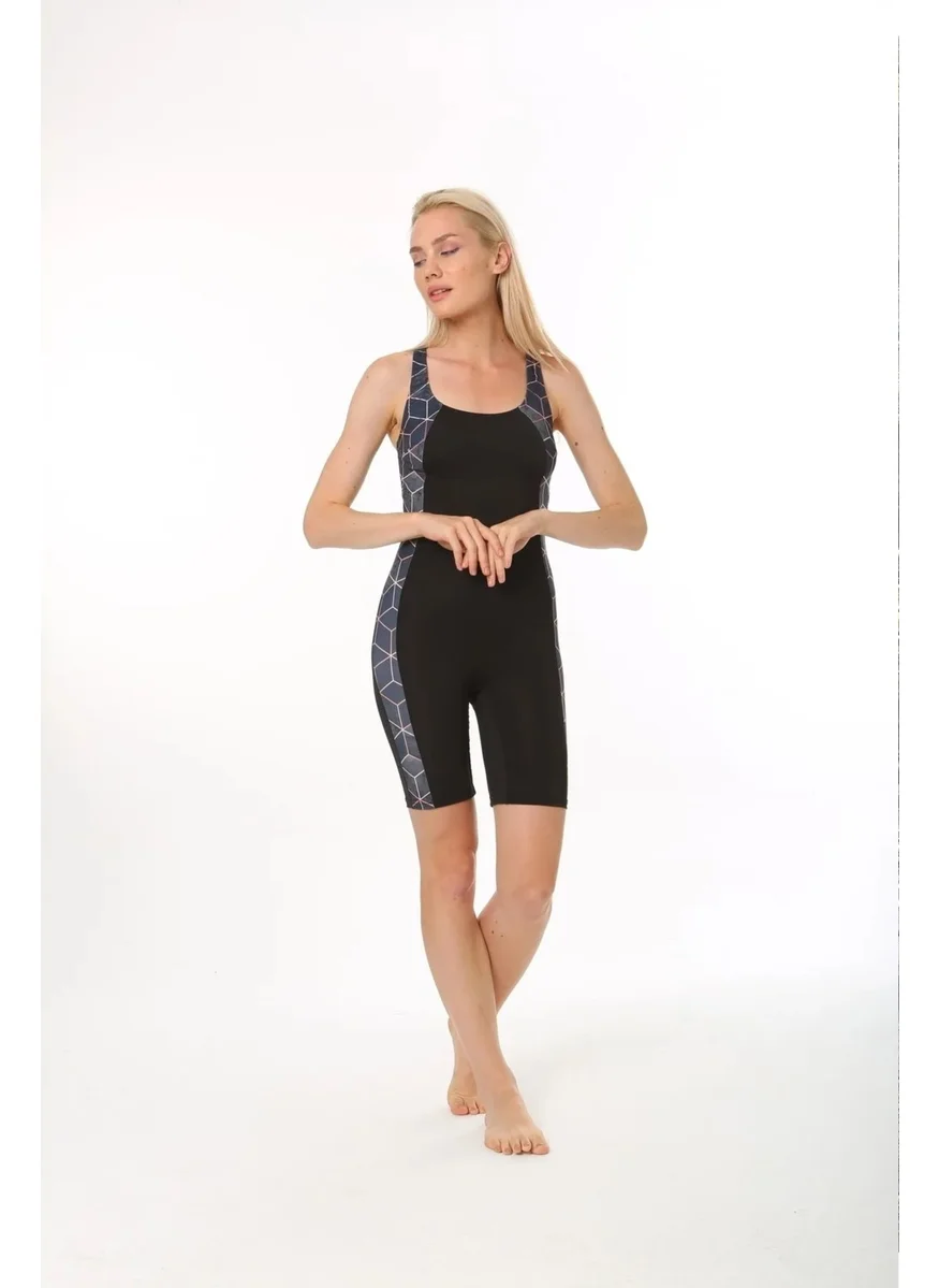 Swana Women's Long Shorts Stripe Detail Swimsuit