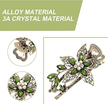 Healeved Vintage Crystal Hair Clips Barrettes Floral Hair Accessories Hair Clip Barrette for Women and Girls Updos and Special Occasions - Image 3