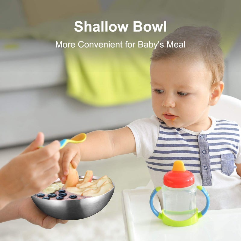 Miusco Stainless Steel Bowls for Kids, 18/8 Stainless Steel Toddler Bowl, BPA-Free, Durable & Easy Clean, 4 Pack - 14.5 oz Perfect for Baby Meals, Snacks, Serving and Travel & Home Useï¼ŒSilver - Image 5