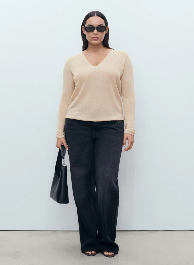 MANGO V-Neck Kling Sweater