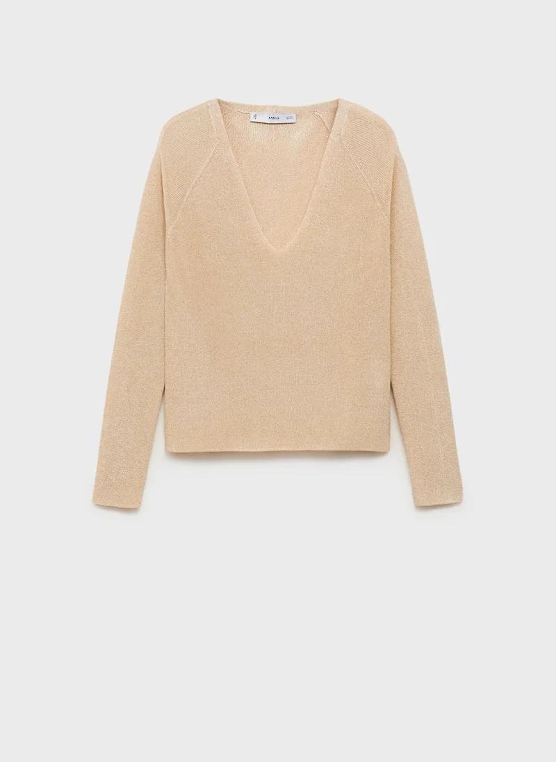 MANGO V-Neck Kling Sweater