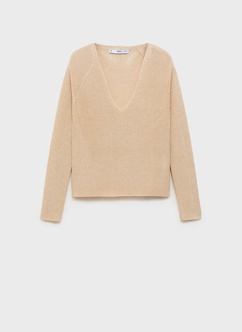 MANGO V-Neck Kling Sweater  - Image 4