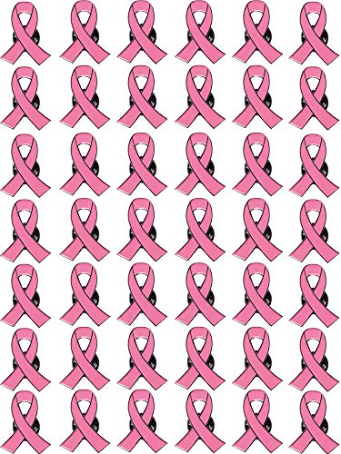 Mayam Official Hope Pink Ribbon Pins Breast Cancer Awareness Brooch Lapel Pin Buttons (50), 22.5cm - Image 1