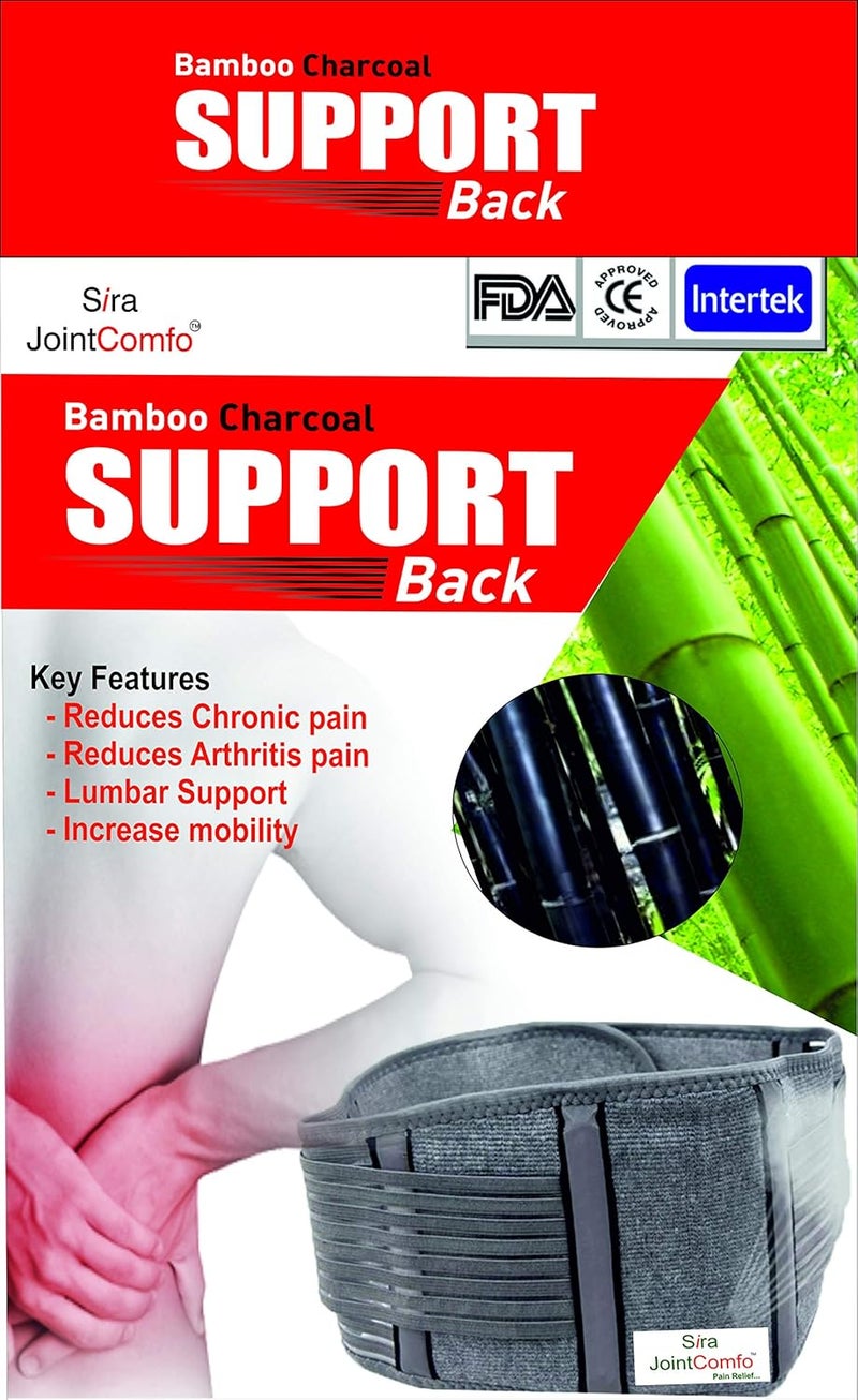 JOINTCOMFO Sira Bamboo Charcoal Back Belt for Back Pain Lumbar Support Belt Joint Pain Waist Pain Reliever Waist Support Belt Workouts Gymnastic Relief Swelling Dual Adjustable Straps for UNISEX L - Image 1