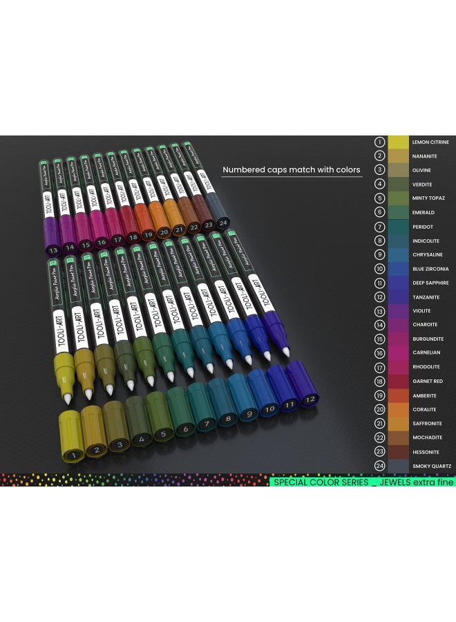 TOOLI-ART Acrylic Paint Markers Paint Pens Special Colors Set For Rock Painting, Canvas, Fabric, Glass, Mugs, Wood, Ceramics, Plastic, Multi-Surface. Non Toxic, Water-based (JEWEL XF) - Image 4