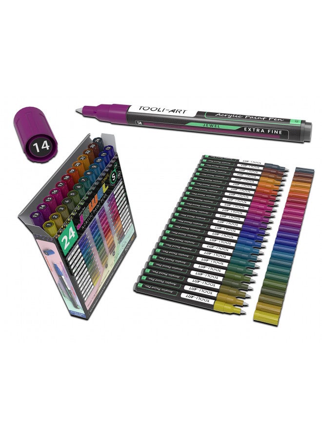 TOOLI-ART Acrylic Paint Markers Paint Pens Special Colors Set For Rock Painting, Canvas, Fabric, Glass, Mugs, Wood, Ceramics, Plastic, Multi-Surface. Non Toxic, Water-based (JEWEL XF) - Image 1