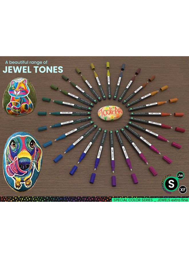 TOOLI-ART Acrylic Paint Markers Paint Pens Special Colors Set For Rock Painting, Canvas, Fabric, Glass, Mugs, Wood, Ceramics, Plastic, Multi-Surface. Non Toxic, Water-based (JEWEL XF) - Image 3