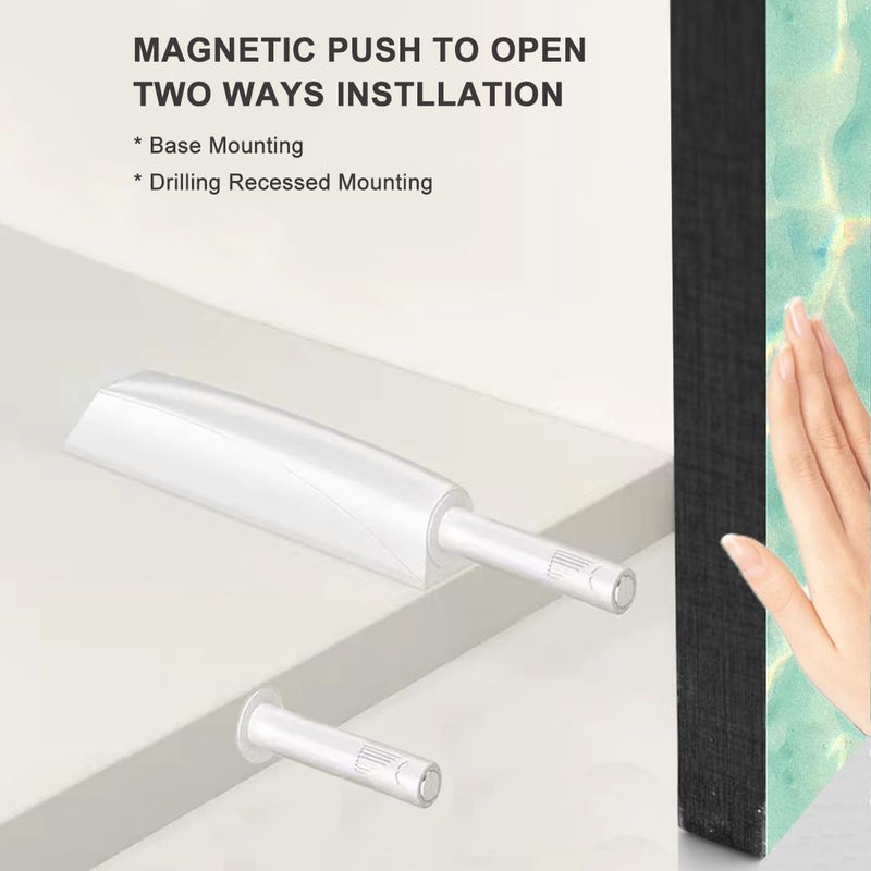 CBRIVE Store 2 Pack Push to Open Door Latch Cabinet Hardware Magnetic Push Latches & Lock for Hidden Door Heavy Duty Magnet Push Release Drawer Pull Tip on Close Touch Locking Strong Pop Out, White - Image 2