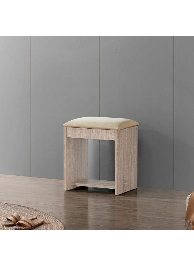 DANUBE HOME Supreme Stool for Dresser – Modern Padded Makeup Vanity Stool with Cushioned Seat for Bedroom, Dressing Table, Living Room – Stylish Compact Chair for Home - French Sonoma Oak  - Image 1