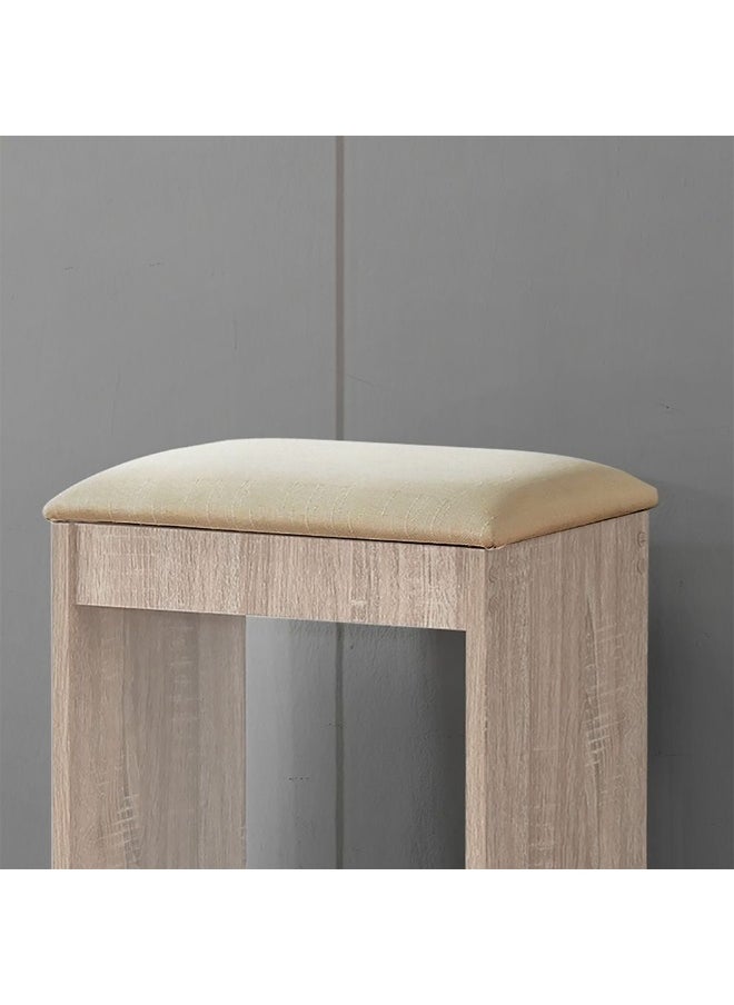 DANUBE HOME Supreme Stool for Dresser – Modern Padded Makeup Vanity Stool with Cushioned Seat for Bedroom, Dressing Table, Living Room – Stylish Compact Chair for Home - French Sonoma Oak  - Image 4