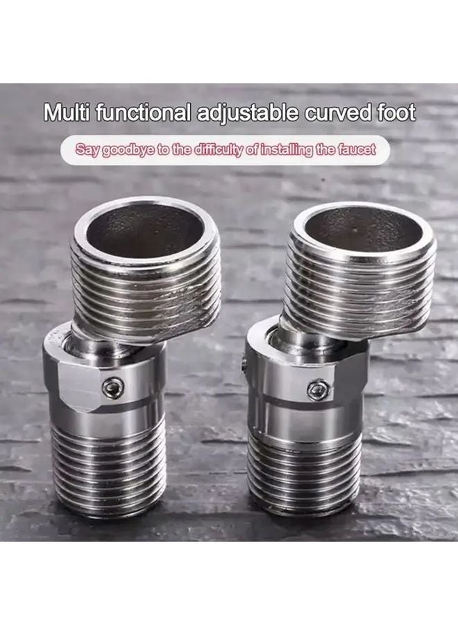 Silvery Stainless Steel 360 Degree Rotatable Angled Shower Faucet Adapter Adjustable Angle - Image 3