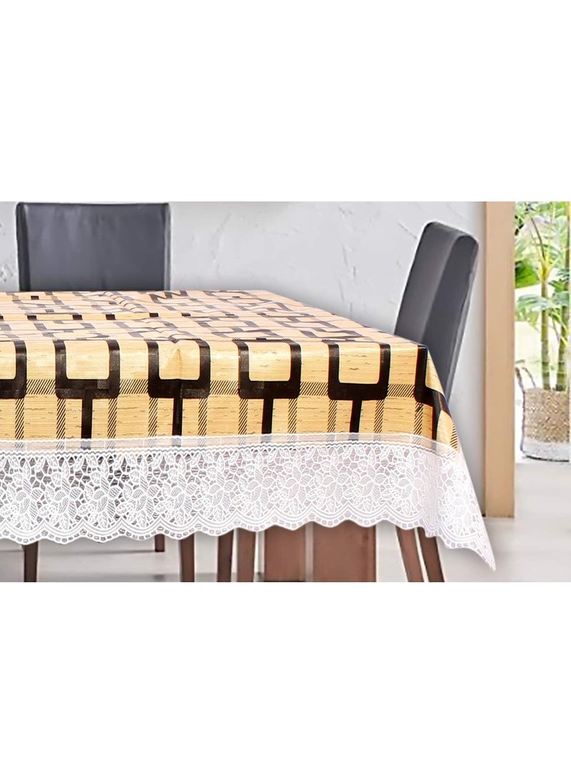 craft city CRAFT CITY Yellow Color Check Print Dining Table Cover for 2/4/6 Seater Table Cloth/Water and dust with Oil-Proof PVC Rectangular Shape (40x60 inch)  - Image 4