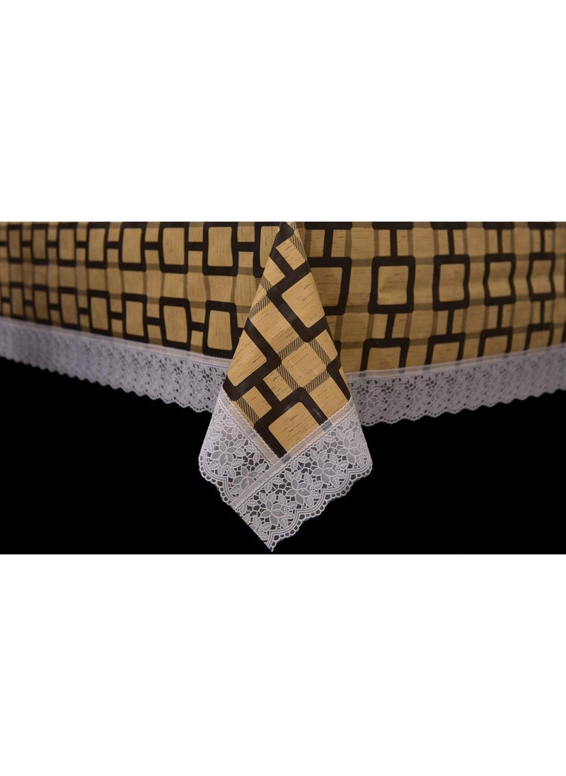 craft city CRAFT CITY Yellow Color Check Print Dining Table Cover for 2/4/6 Seater Table Cloth/Water and dust with Oil-Proof PVC Rectangular Shape (40x60 inch)  - Image 2
