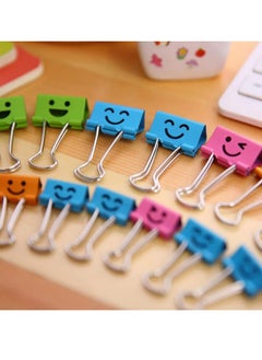 Medium Metal Paper Clips Assorted 48 Pack Colored Binder with Cute Lovely Hollow Smiling Face/Multi-Color Photo File Document Clip Clamp Organizer for Office Home (25mm)