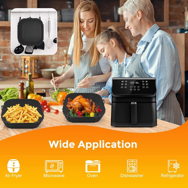 GXF Air Fryer Silicone Liners 8 Square 4 to 8 QT Food Grade Heat Resistant Reusable Airfryer Silicone Liners Inserts Baskets Accessories with Mitts for Instant Vortex COSORI Air Fryer Oven Microwave - Image 4