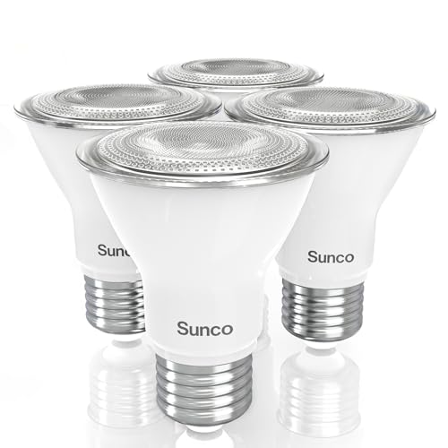 Sunco Lighting Sunco PAR20 LED Bulbs, Flood Light Bulb Outdoor, 500 LM, 7W (50W Equivalent), 4000K Cool White, E26 Medium Base, Dimmable, Track Lighting for Indoor/Outdoor Use, Wet Rated UL 4 Pack. - Image 1