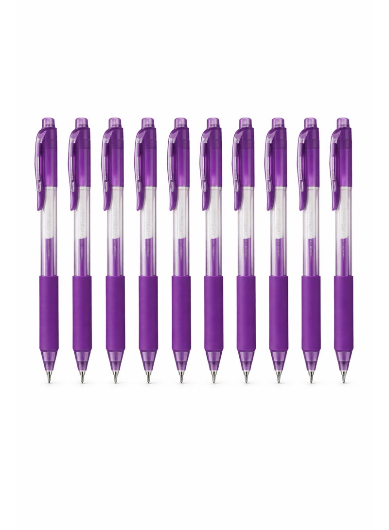 Pentel EnerGel-X Gel Pen 0.5mm Purple Ink – Fine Tip – Pack of 10 Pens - Image 2