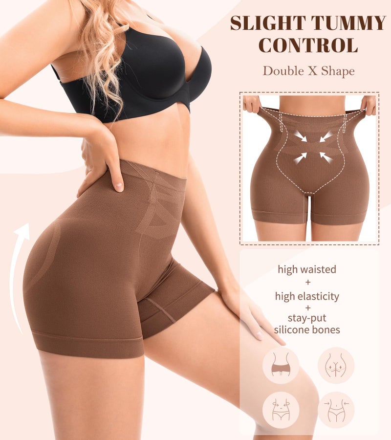 OPIBOO Slip Shorts for Under Dresses Seamless Shaping Boyshorts Panties Tummy Control Underwear Butt Lifting Shapewear for Women 2 Pack L - Image 3
