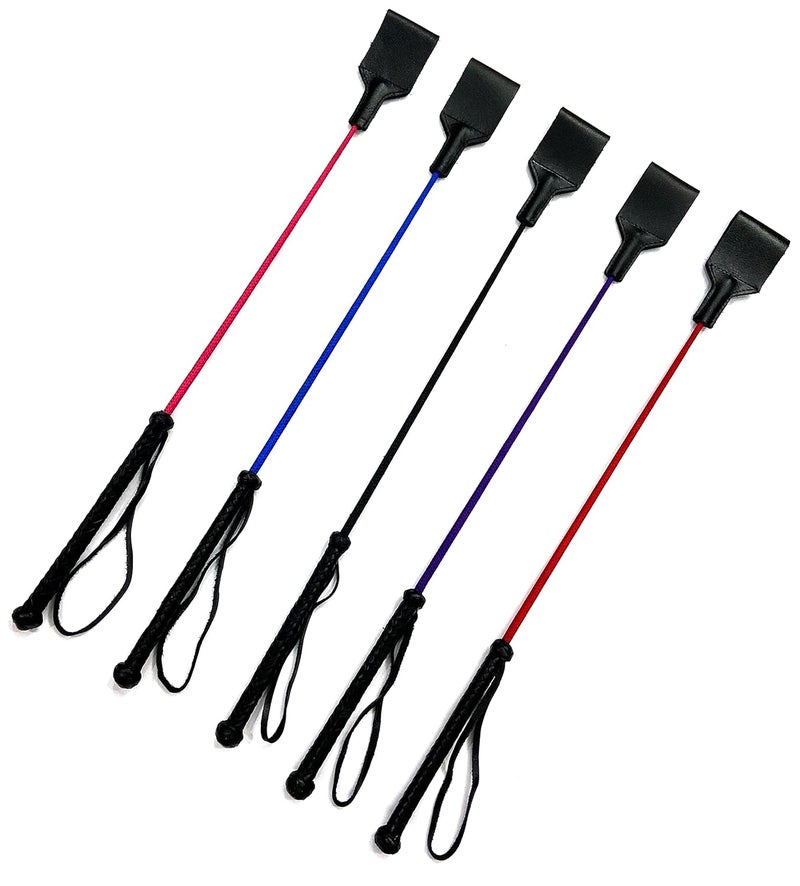 PETS TRIANGLE 25 Inches Leather Horse Riding Stick & Dog Tranining Stick with Stitching Leather Flapper (Purple) - Image 5