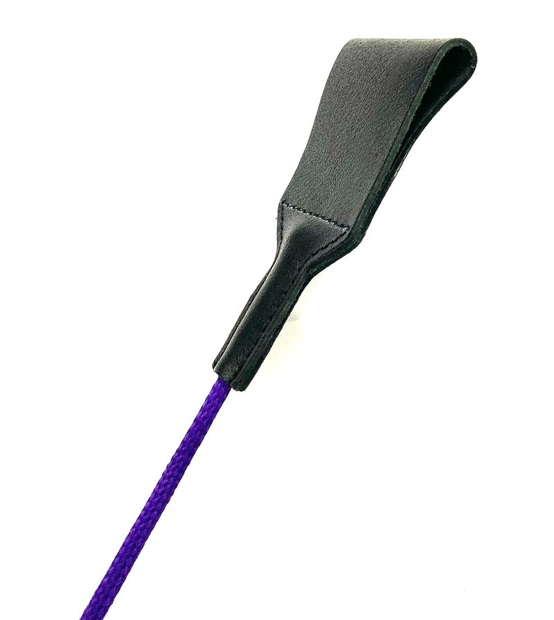 PETS TRIANGLE 25 Inches Leather Horse Riding Stick & Dog Tranining Stick with Stitching Leather Flapper (Purple) - Image 3