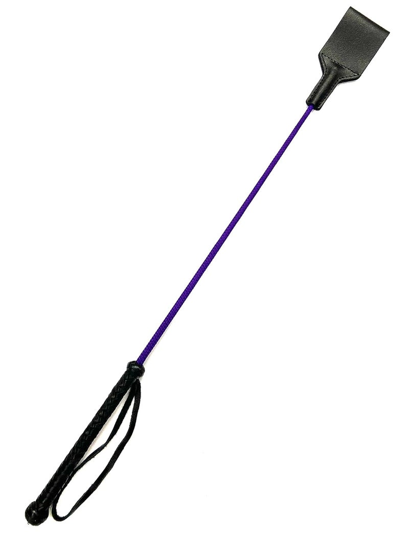 PETS TRIANGLE 25 Inches Leather Horse Riding Stick & Dog Tranining Stick with Stitching Leather Flapper (Purple) - Image 2
