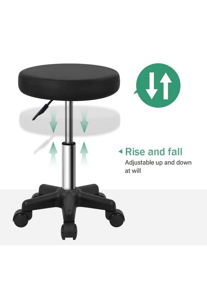 FURWOO Round Rolling Stool Height Adjustable Stool with Wheels for Spa Salon Massage Black - Image 5