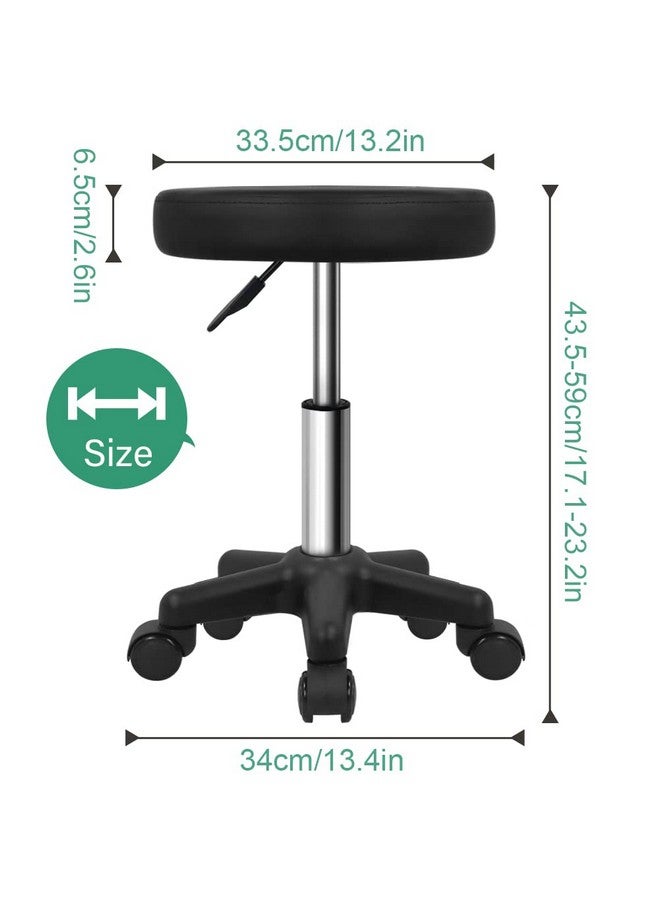 FURWOO Round Rolling Stool Height Adjustable Stool with Wheels for Spa Salon Massage Black - Image 3