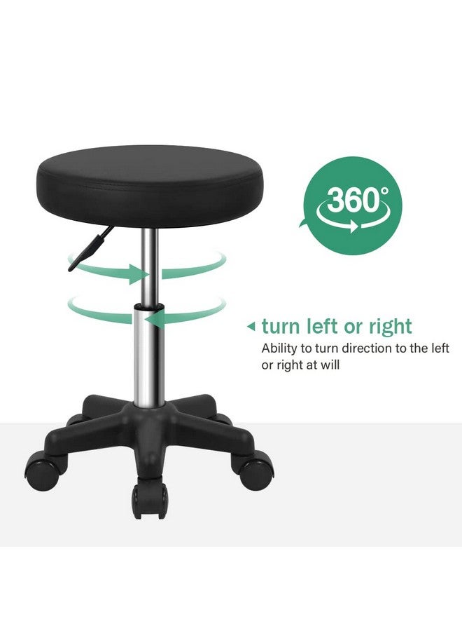 FURWOO Round Rolling Stool Height Adjustable Stool with Wheels for Spa Salon Massage Black - Image 4