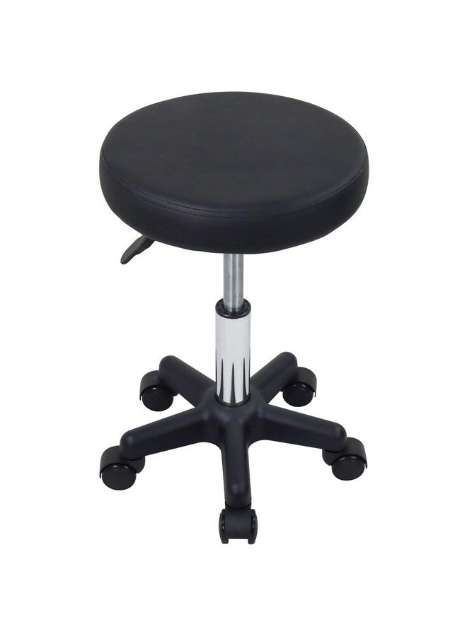 FURWOO Round Rolling Stool Height Adjustable Stool with Wheels for Spa Salon Massage Black - Image 1