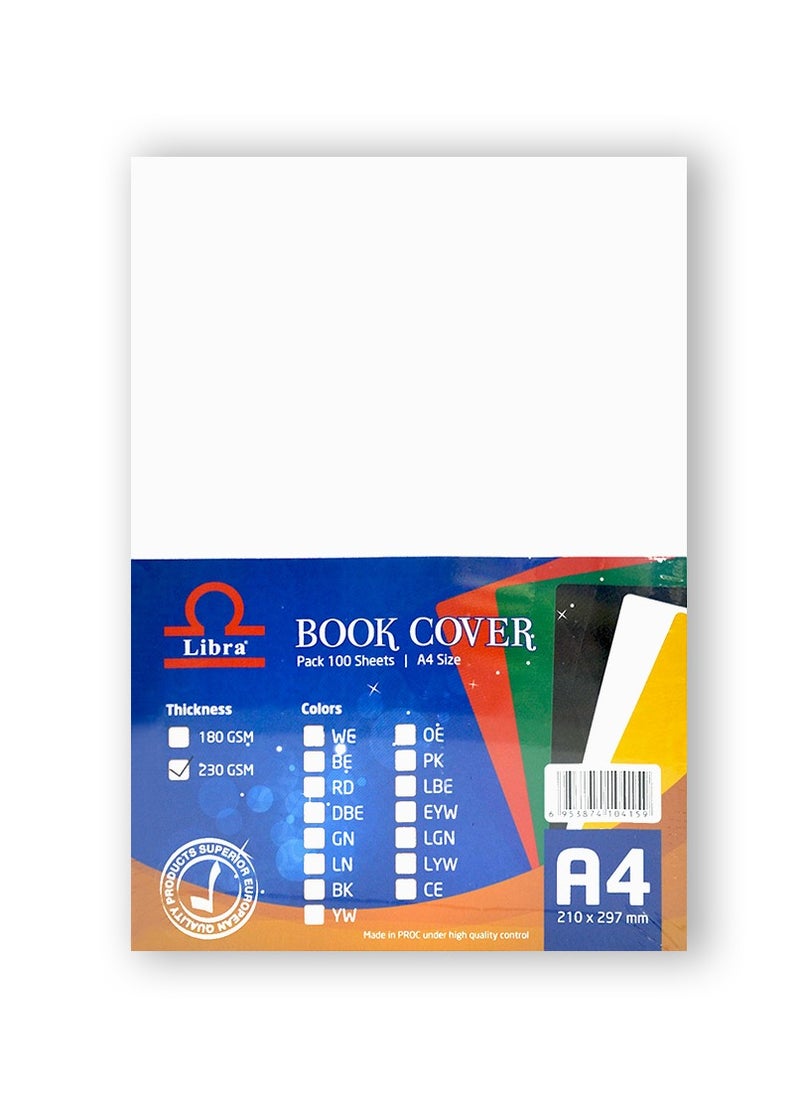 Libra Book cover Embossed Leather Board A4 230gsm White 100 Sheets  - Image 1