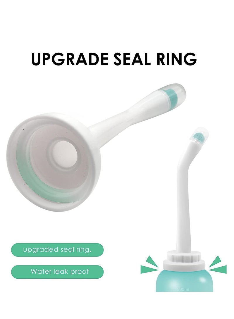 Peri Bottle Travel Shattaf, Portable Travel Bidet with Carry Bag,TPE Material Can Be Boiled, 500ml Capacity with 2 Sealing Ring,Essentials for Postpartum Perineal Care,Hemorrhoid Treatment (Green) - Image 4