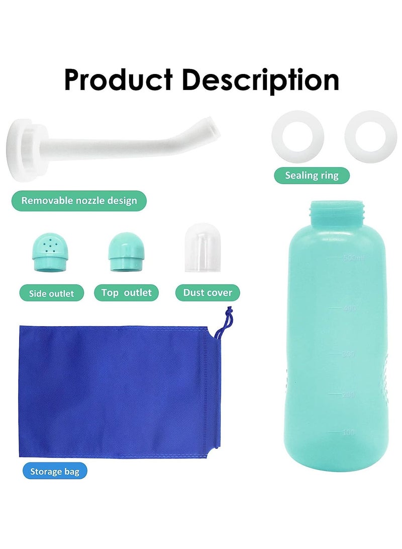 Peri Bottle Travel Shattaf, Portable Travel Bidet with Carry Bag,TPE Material Can Be Boiled, 500ml Capacity with 2 Sealing Ring,Essentials for Postpartum Perineal Care,Hemorrhoid Treatment (Green) - Image 3