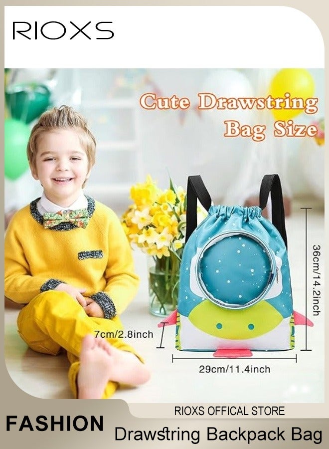 RIOXS Drawstring Backpack Bag Waterproof Beach Pack Dry and Wet Seperation Kid Swim Bag Sports Gym Backpack for Girls and Boys - Image 1
