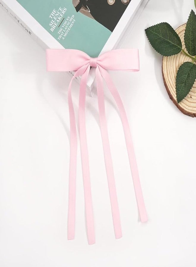 FAMEZA4 Pcs Luxury Pink Hair Bows Clips Pink Coquette Bow Hair Ribbon Bowknot with Long Tail Pink Bows Barrettes Hair Accessories for Women Girls|pink - Image 5