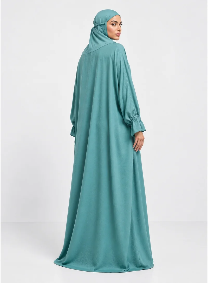 Neuness Neuness Women's Full Length Harir Maqsood Hooded Prayer Dress Abaya