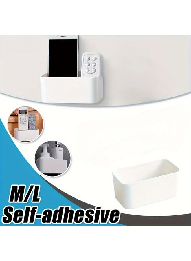 White Two Piece Wall Mounted Storage Box For Cosmetics And Remote Control - Image 5