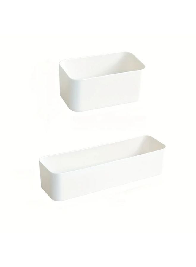 White Two Piece Wall Mounted Storage Box For Cosmetics And Remote Control - Image 1