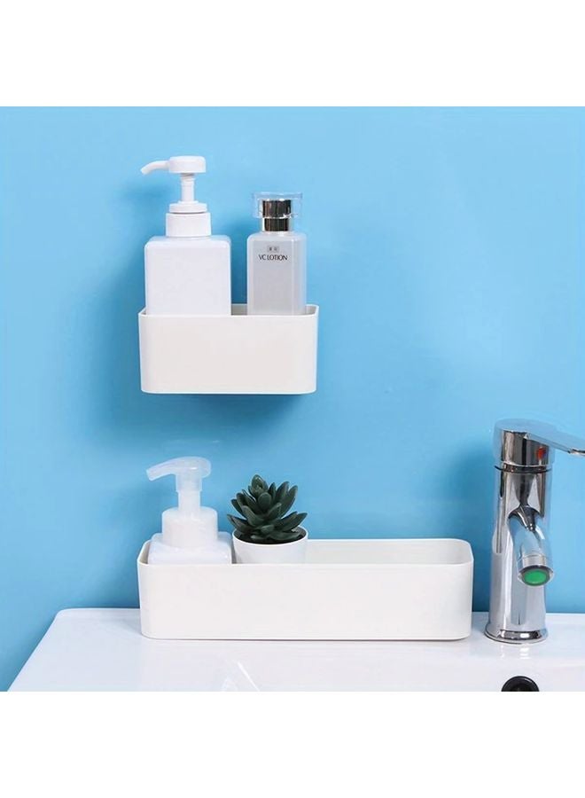 White Two Piece Wall Mounted Storage Box For Cosmetics And Remote Control - Image 2