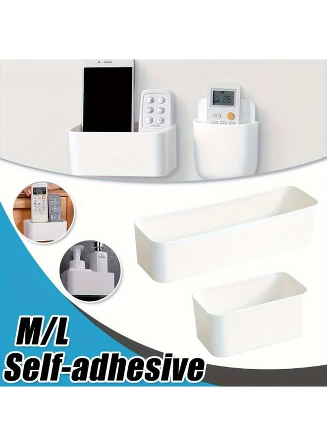 White Two Piece Wall Mounted Storage Box For Cosmetics And Remote Control - Image 3